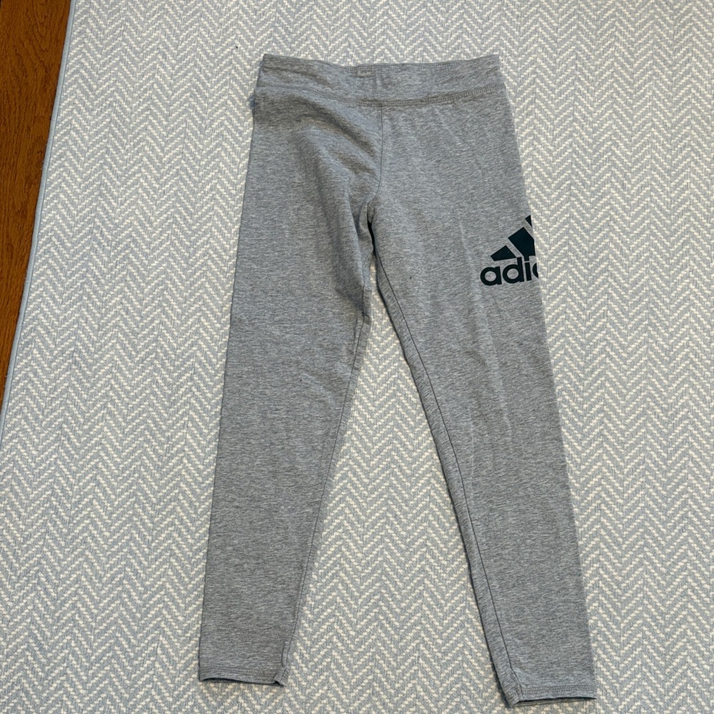 NEW Adidas Kids Gray Leggings with Black Logo